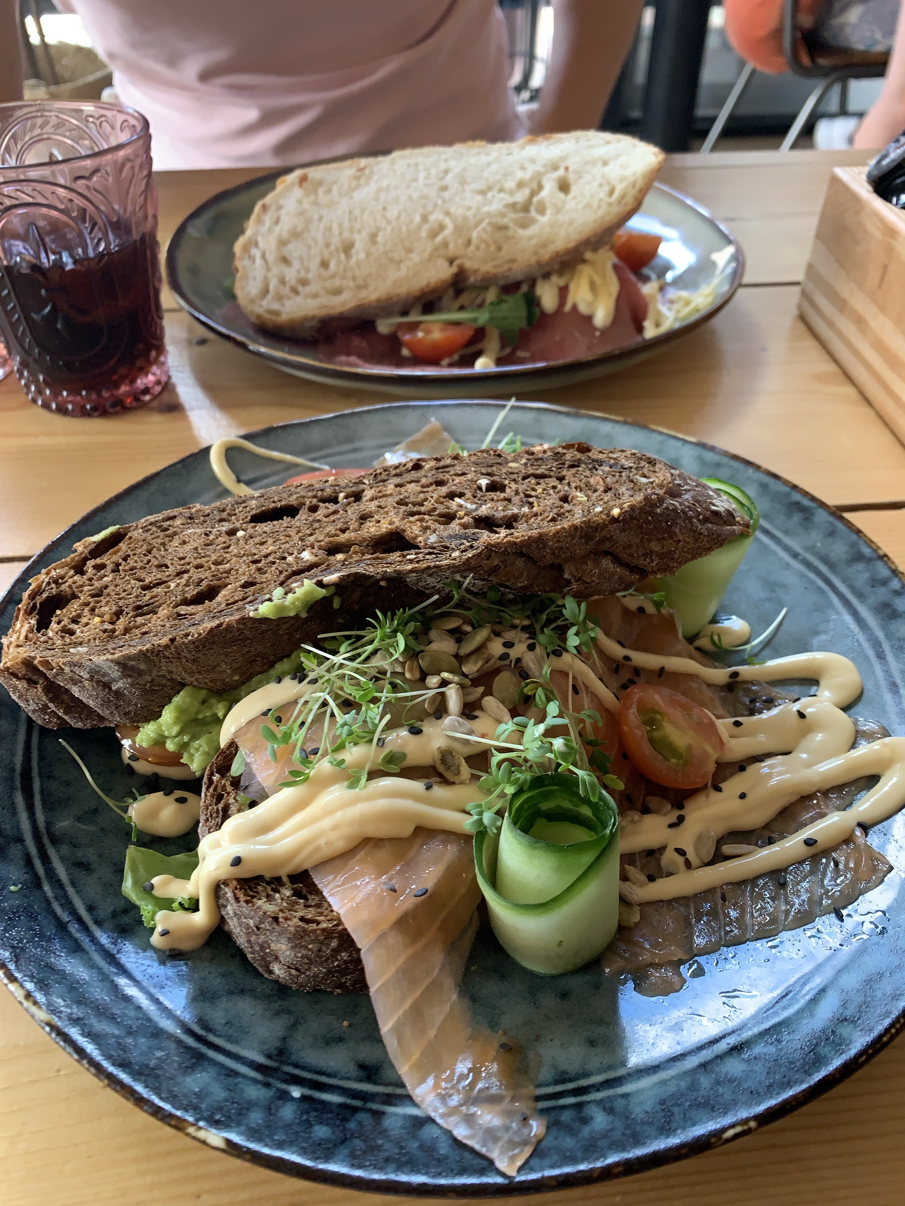 Sandwich carpaccio and salmon sandwich
