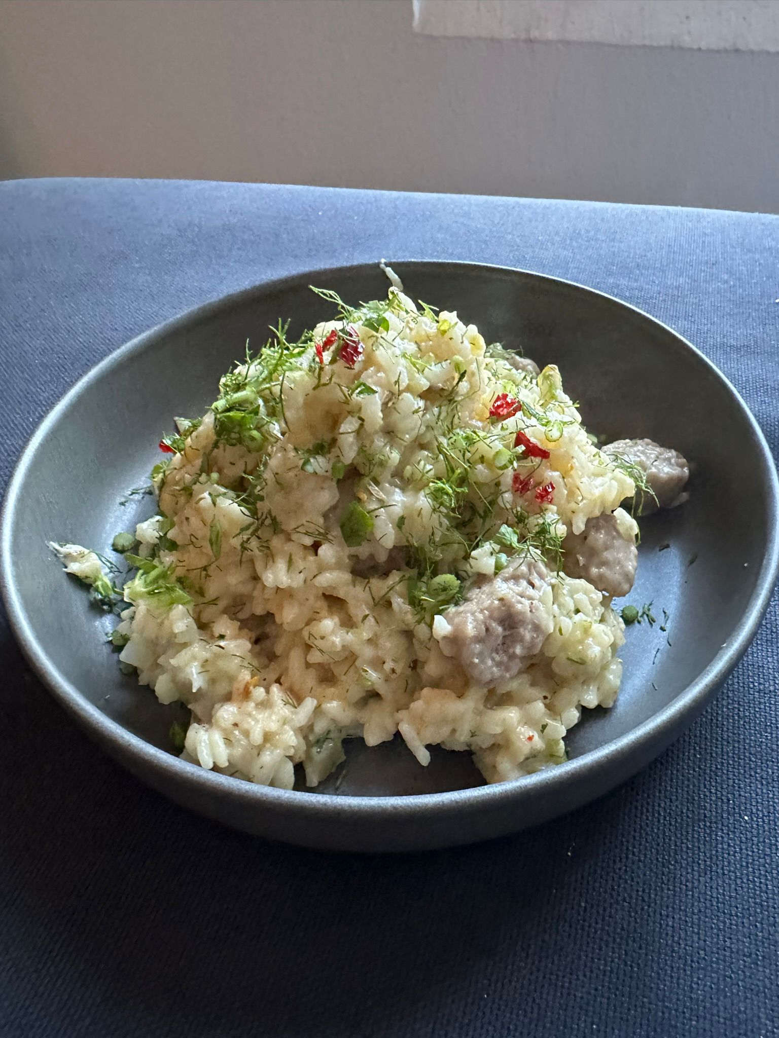 Spicy Fennel Risotto With Sausage