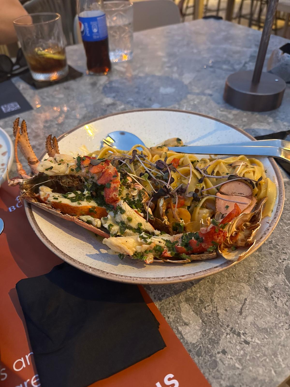 Lobster and shrimp linguine