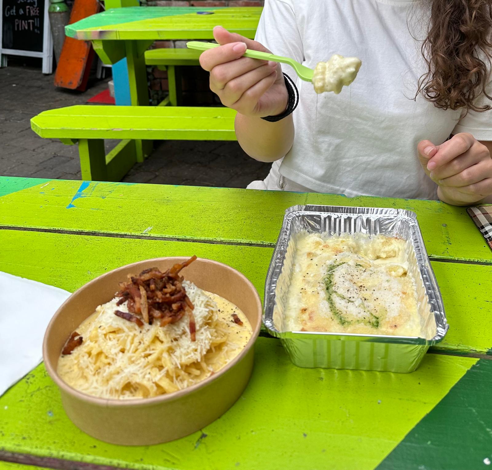 4 cheese gnocchi and pasta carbonara