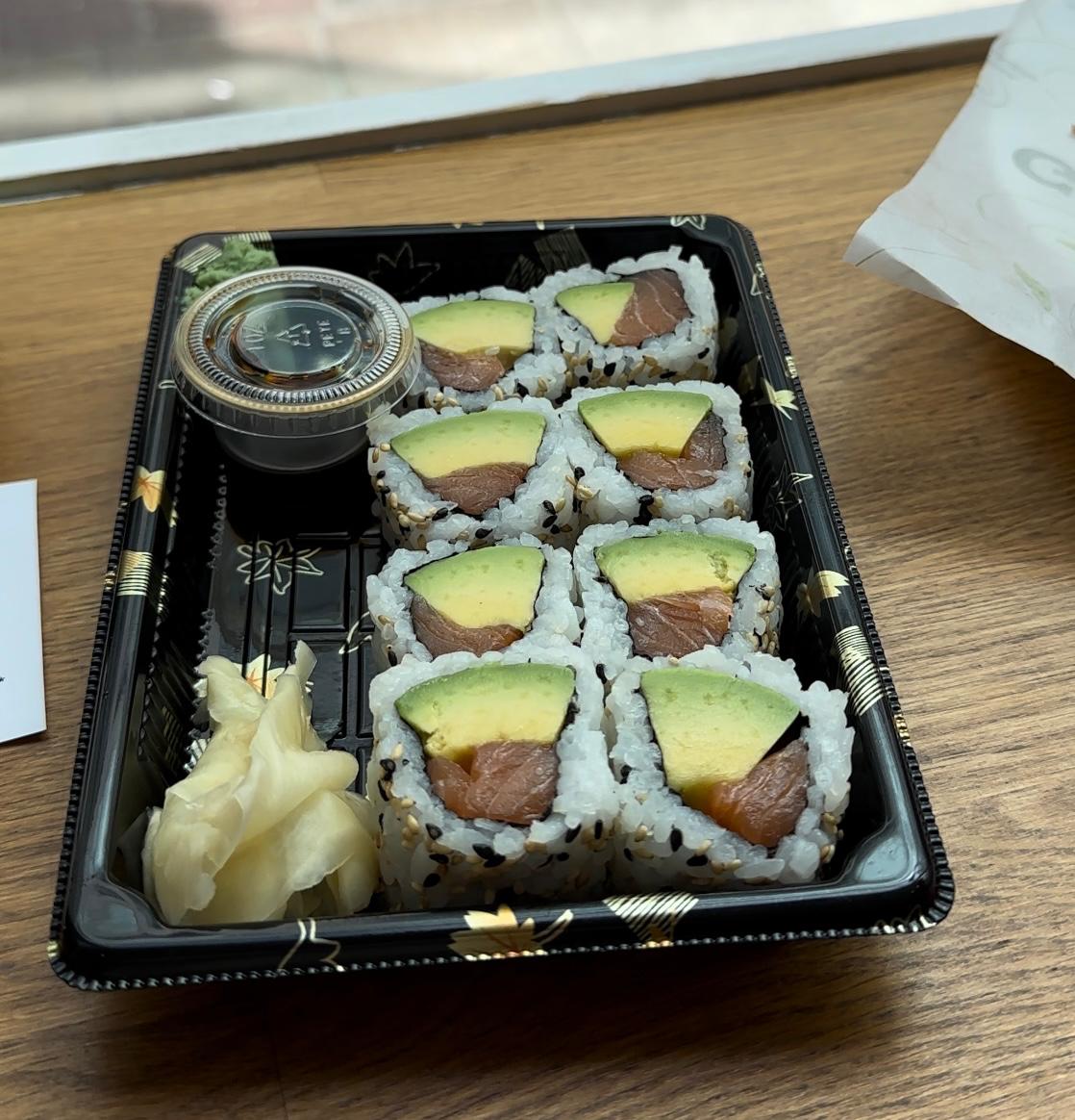 Salmon avocado sushi