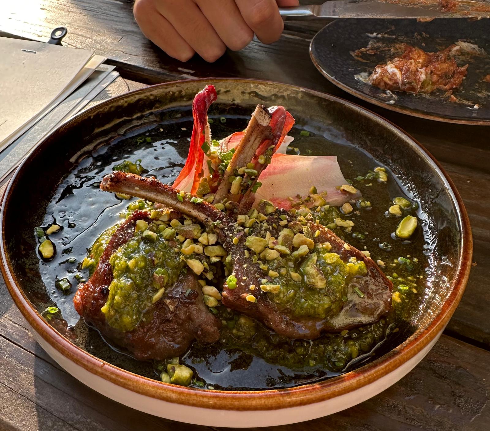 Lamb chops with pistacchio at bar U.Y.T.