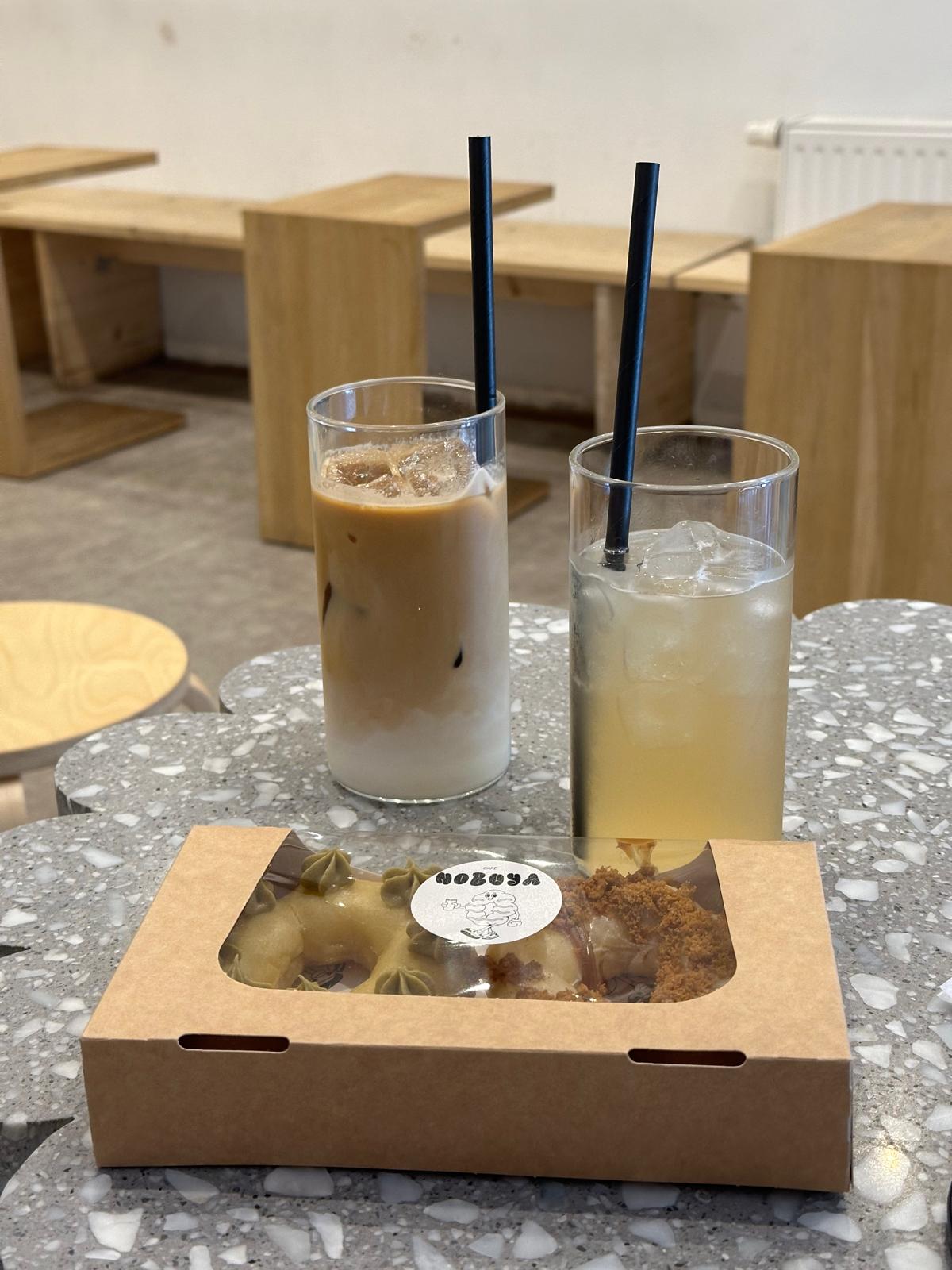 Mochi donuts and iced drinks at Nobuya