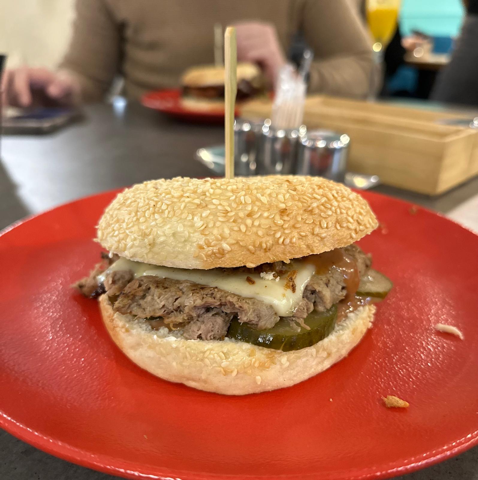 Duck special bagel at bagel lounge